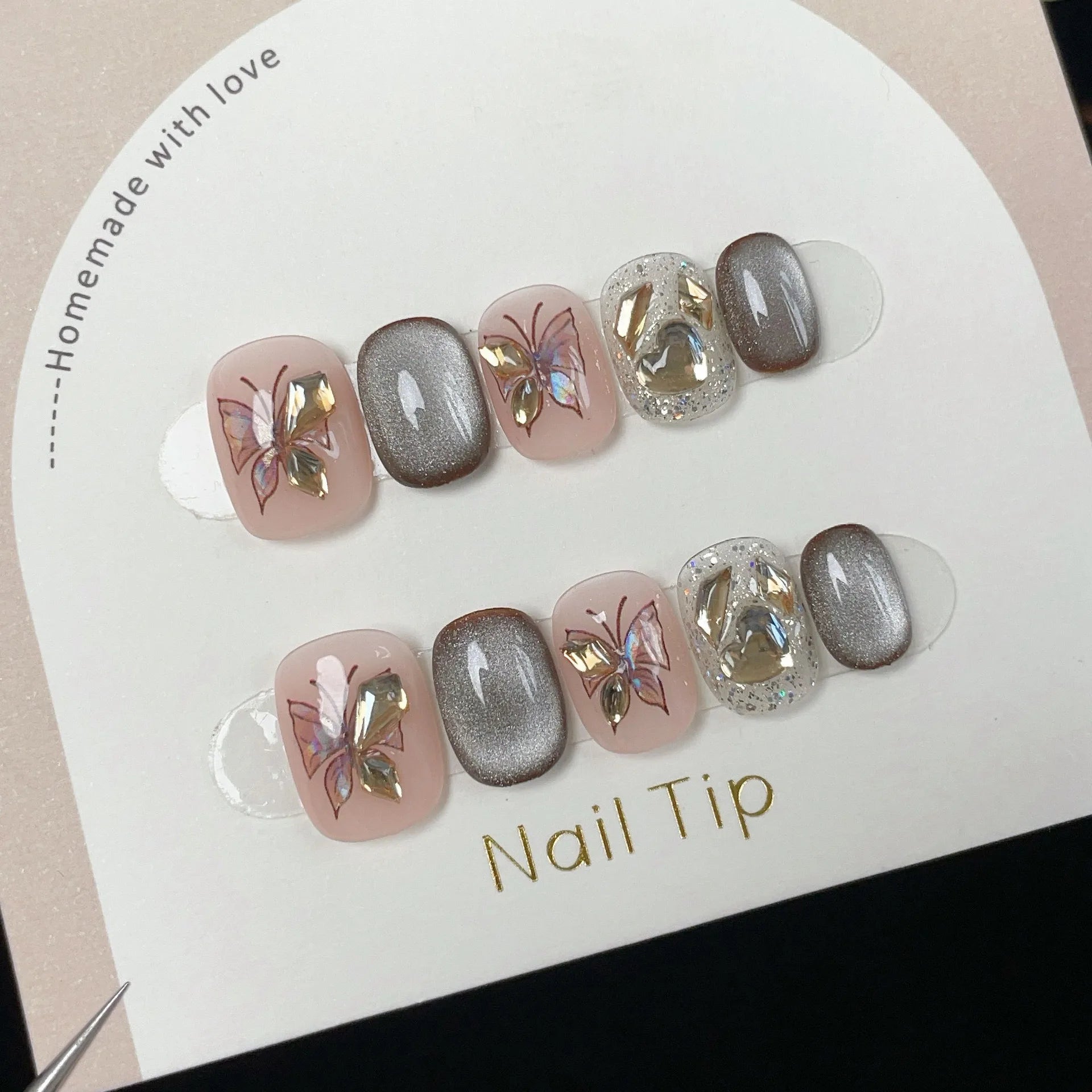 10pcs Festive Red Oval Short Press-On Nails with Cute Tomato Design Glossy Finish Holiday Nail Art Set for Women and Girls Wear