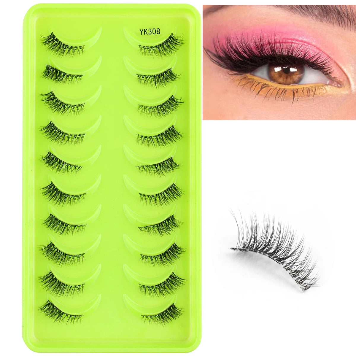 YSDO Fox Eye lashes 3/10 Pairs Lashes 3D Mink Natural Lashes Soft Cat Eye Lashes Extension Fluffy Lashes Makeup Half Eyelashes