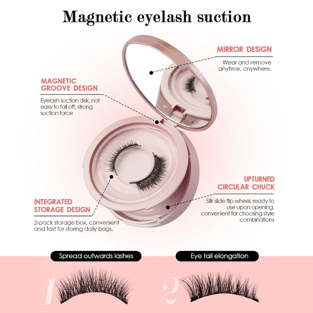 Magnetic Eyelashes 1/2 Pairs Handmade 3D Mink Lashes Reusable False Eyelashes Set Natural Long Fake Eyelash Makeup Tweezers Tool