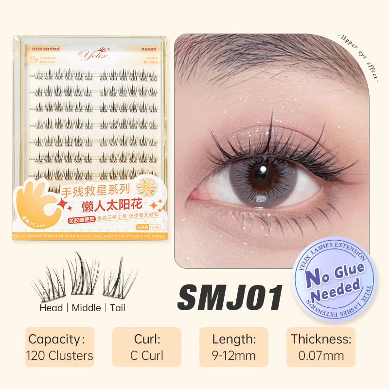 Yelix DIY Clusters Eyelash Self-adhesive Glue Free False Eyelashes Natural Soft Lashes Customized Private Label Custom Logo