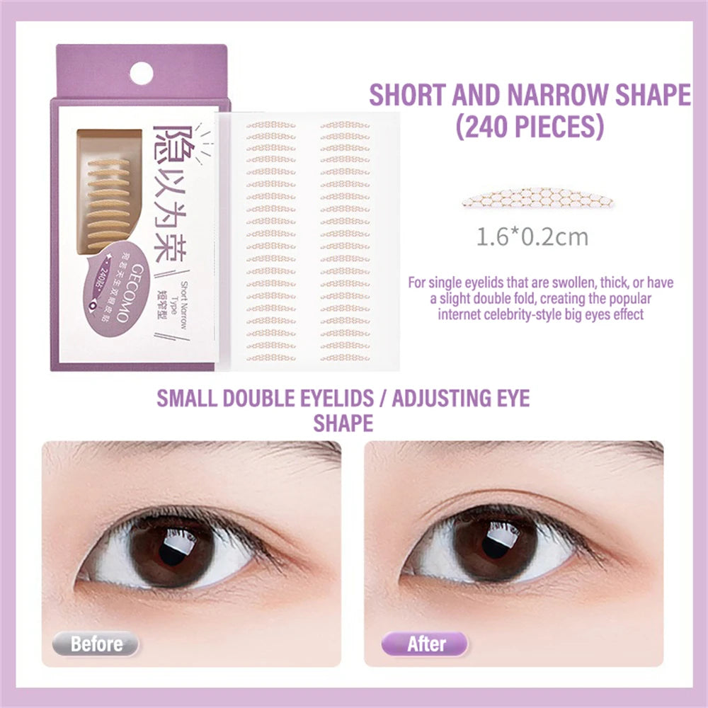 240 PCS Double Eyelid Stickers Natural Invisible And Long-lasting Shaping Big Eye Beauty Tapes For Single  Eyelid Person Tools