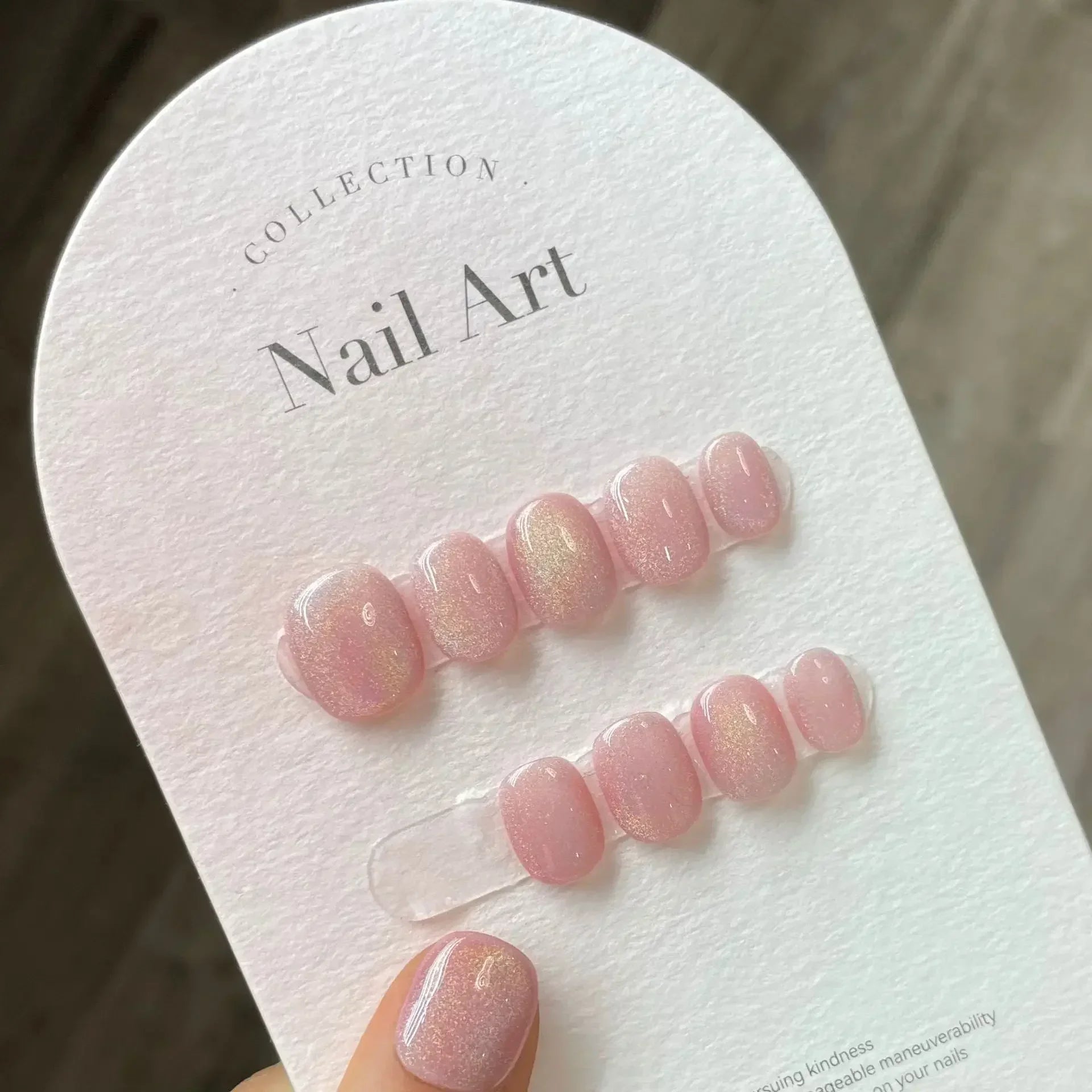 10Pcs Pure Color Handmade Short False Nail with Glue Press On Nails Full Cover French Round Head Manicure Wearable Nail Tips Art