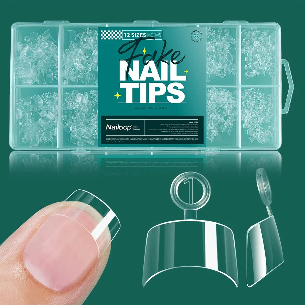 Nailpop Extra Short Nail Tips Half Cover Soft Gel Almond Shape False Nails 600pcs Gel x Tips for Nail Extension DIY Nail Art