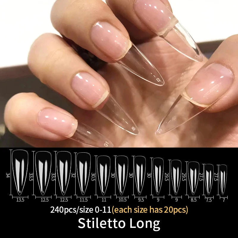 Fake Nail Press on Tips for Nails Extension Full False Acrylic Finger Short Artificial American Capsules Long Soft Gel Almond