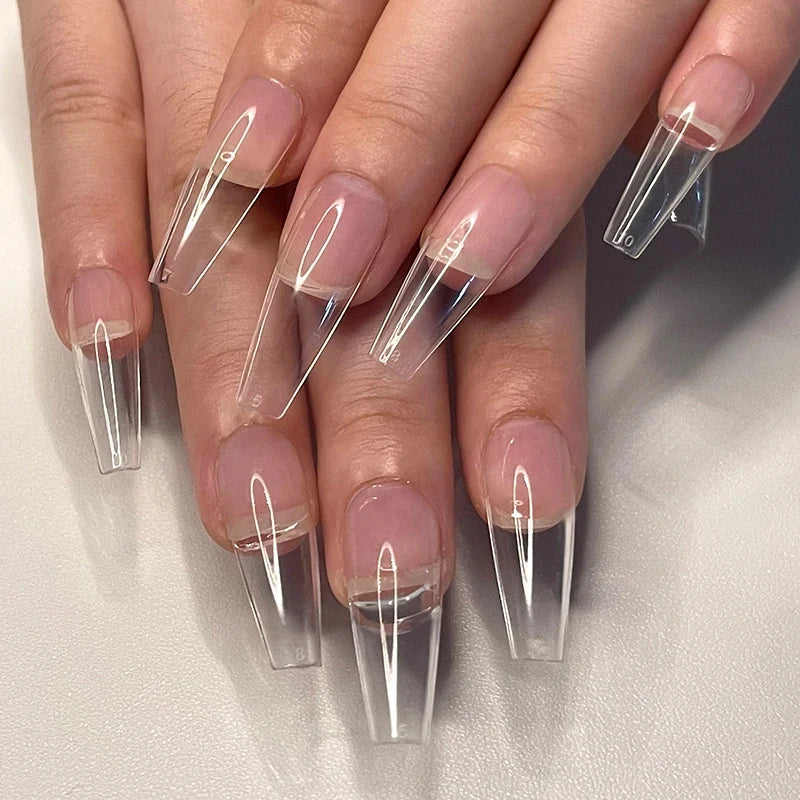 Fake Nail Press on Tips for Nails Extension Full False Acrylic Finger Short Artificial American Capsules Long Soft Gel Almond