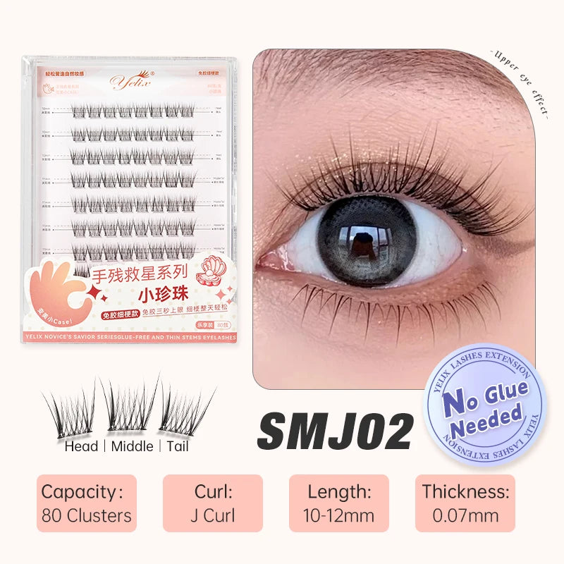 Yelix DIY Clusters Eyelash Self-adhesive Glue Free False Eyelashes Natural Soft Lashes Customized Private Label Custom Logo