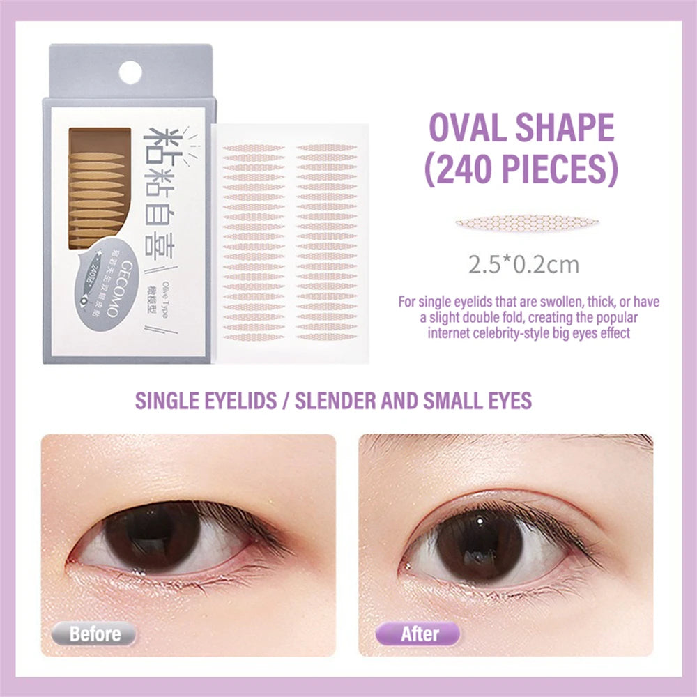 240 PCS Double Eyelid Stickers Natural Invisible And Long-lasting Shaping Big Eye Beauty Tapes For Single  Eyelid Person Tools