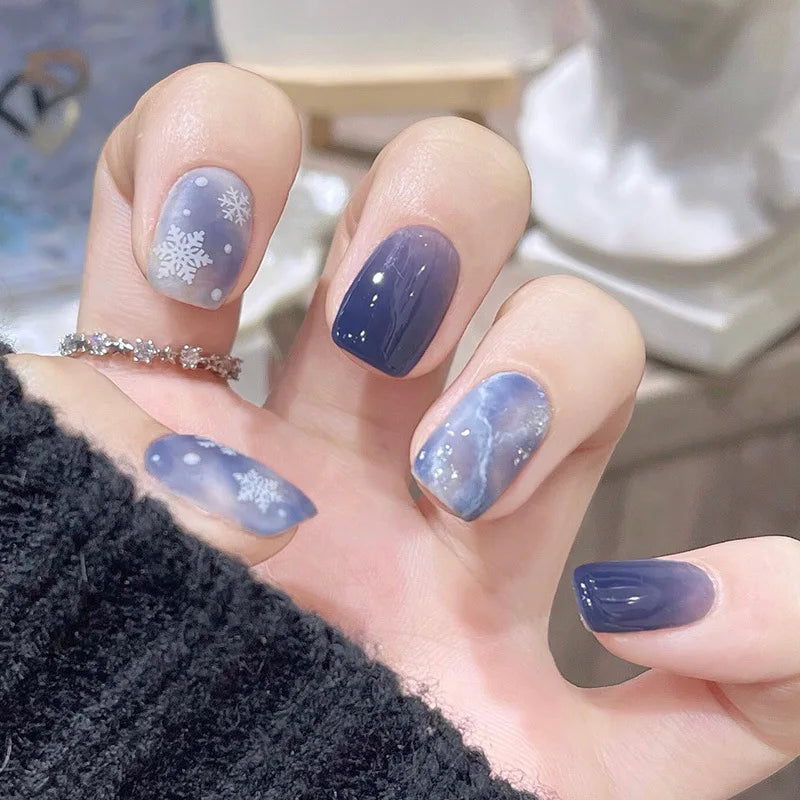 24pcs Detachable Short Press on Nails Y2k rhinestone False Nails with Glue Ballet Sweet Cool Girls Artificial False Nails Tips