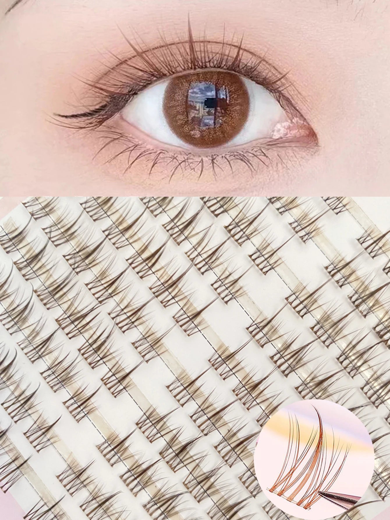Natural Look Brown Eyelash Clusters 10 Rows 120 Clusters Sunflower Individual Lashes Ultra-light Wispy False Eyelash For Makeup