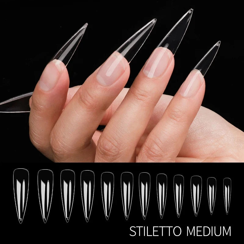 Fake Nail Press on Tips for Nails Extension Full False Acrylic Finger Short Artificial American Capsules Long Soft Gel Almond