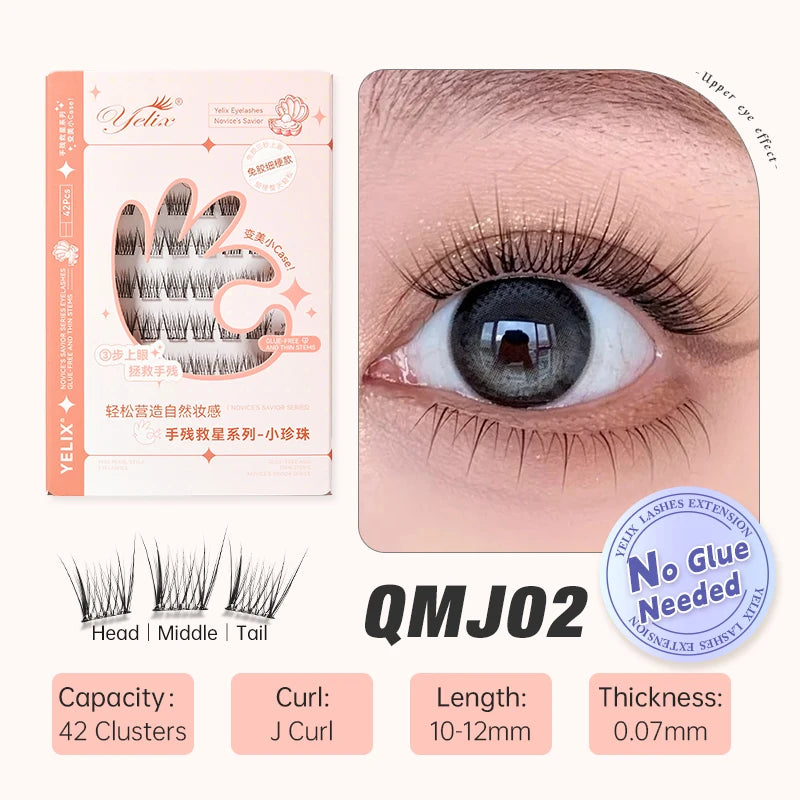 Yelix DIY Clusters Eyelash Self-adhesive Glue Free False Eyelashes Natural Soft Lashes Customized Private Label Custom Logo