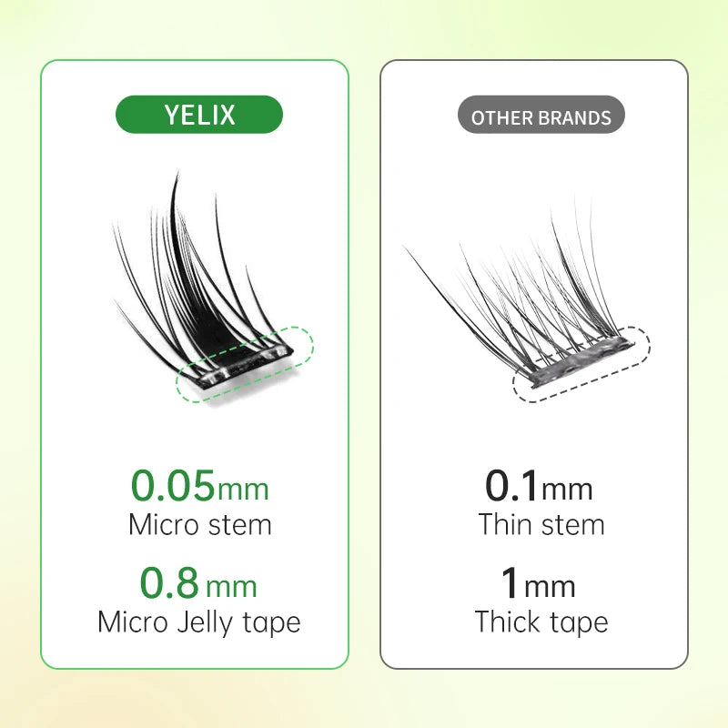 Yelix DIY Clusters Eyelash Self-adhesive Glue Free False Eyelashes Natural Soft Lashes Customized Private Label Custom Logo