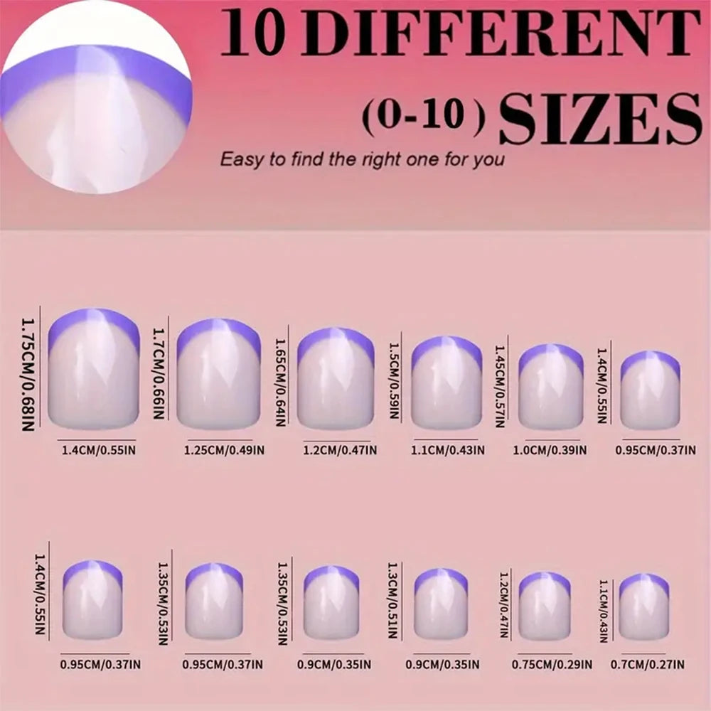 240PCS Candy Color French Short Square False Nails Pink/Green/Purple Full Cover Macarons Press On Nails DIY Artificial Manicure