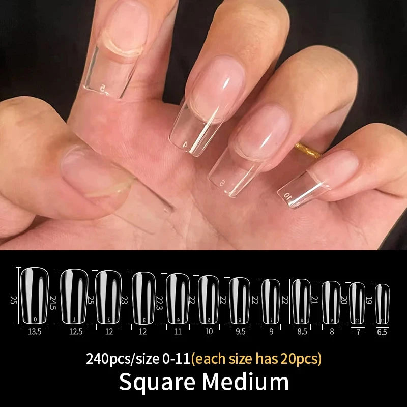 Fake Nail Press on Tips for Nails Extension Full False Acrylic Finger Short Artificial American Capsules Long Soft Gel Almond