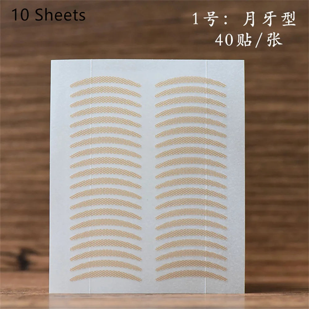 10sheet Gauze Lace Mesh Invisible Double Eyelid Sticker Waterproof Transparent Natural Self-adhesive Eyelid Tape Eye Makeup Tool