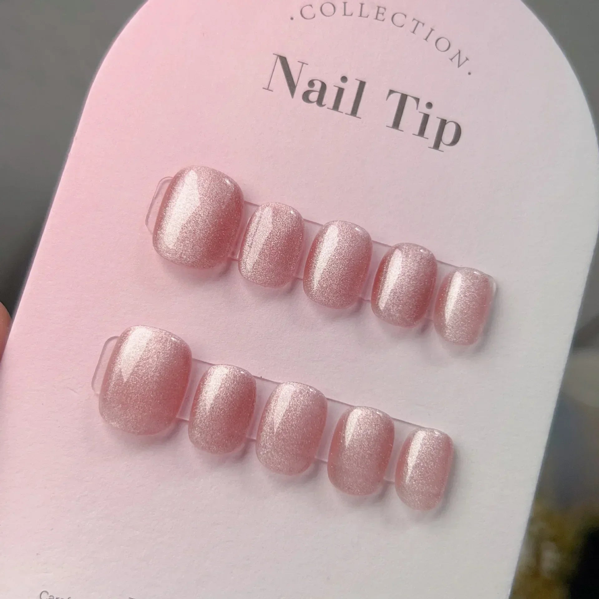 10Pcs Pure Color Handmade Short False Nail with Glue Press On Nails Full Cover French Round Head Manicure Wearable Nail Tips Art