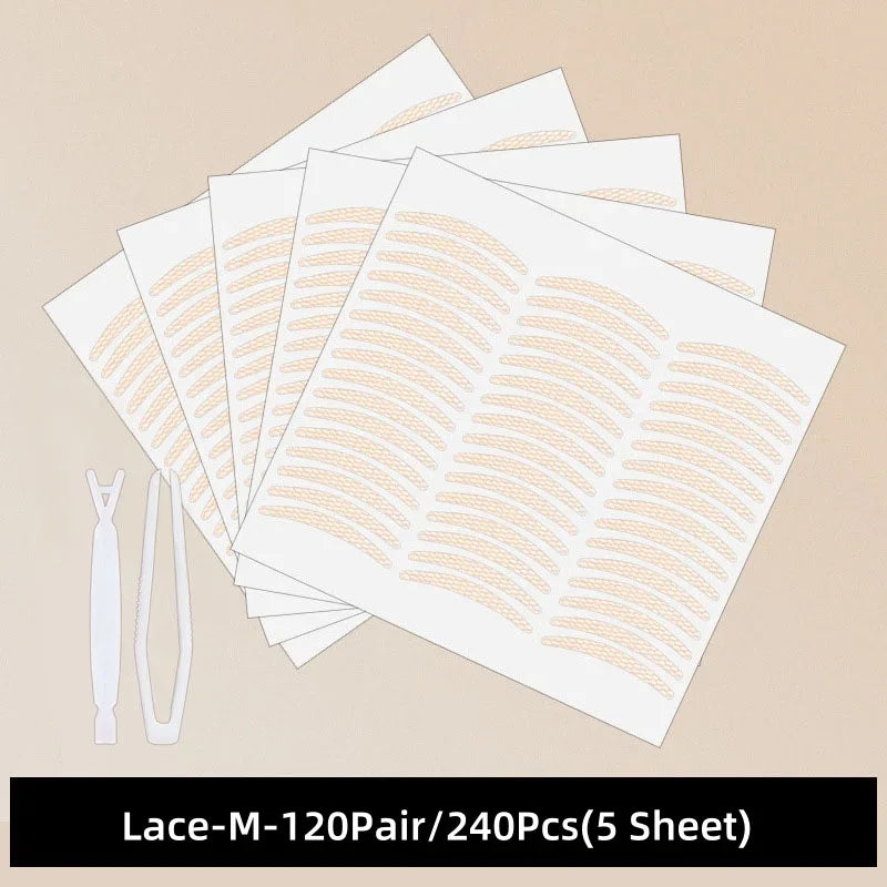 240/360Pcs Double Fold Eyelid Tape Sticker Lace Nature Clear Beige Stripe Self-adhesive Natural Eye Makeup Make Up with Tool