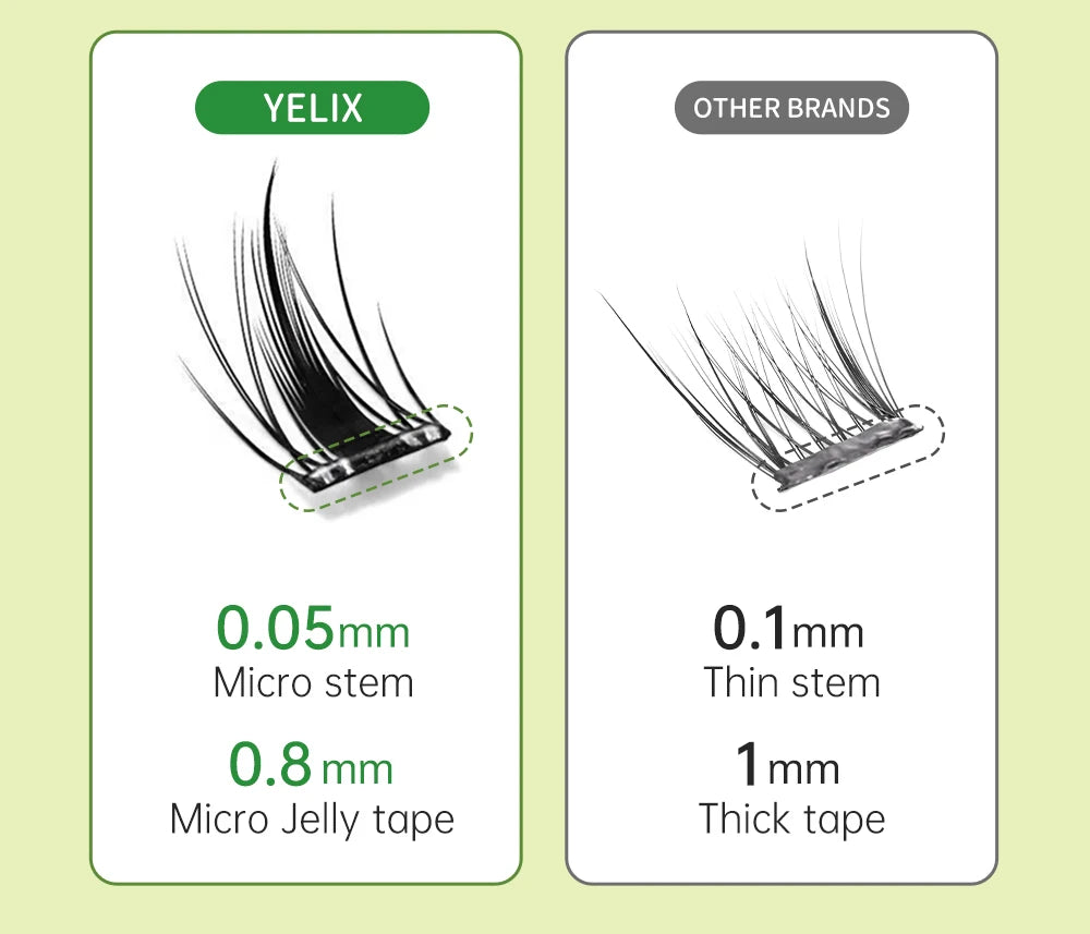 Yelix DIY Clusters Eyelash Self-adhesive Glue Free False Eyelashes Natural Soft Lashes Customized Private Label Custom Logo