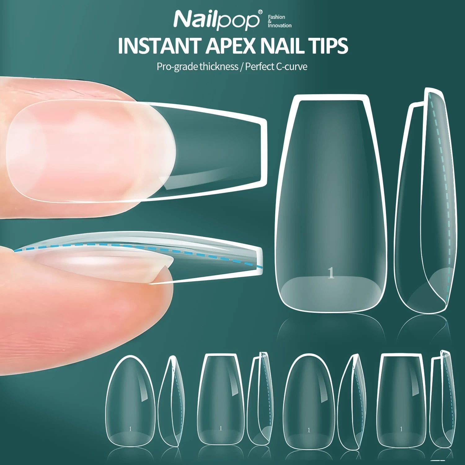 Nailpop Instant Apex Nail Tips Pro Grade Thick False Nails Salon Quality Acrylic Extensions Durable DIY Nail Supplies 140/150pcs