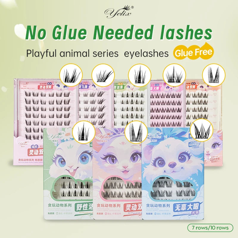 Yelix DIY Clusters Eyelash Self-adhesive Glue Free False Eyelashes Natural Soft Lashes Customized Private Label Custom Logo