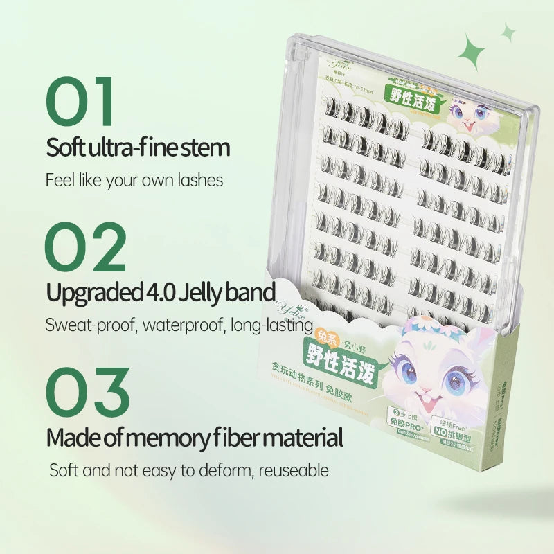 Yelix DIY Clusters Eyelash Self-adhesive Glue Free False Eyelashes Natural Soft Lashes Customized Private Label Custom Logo