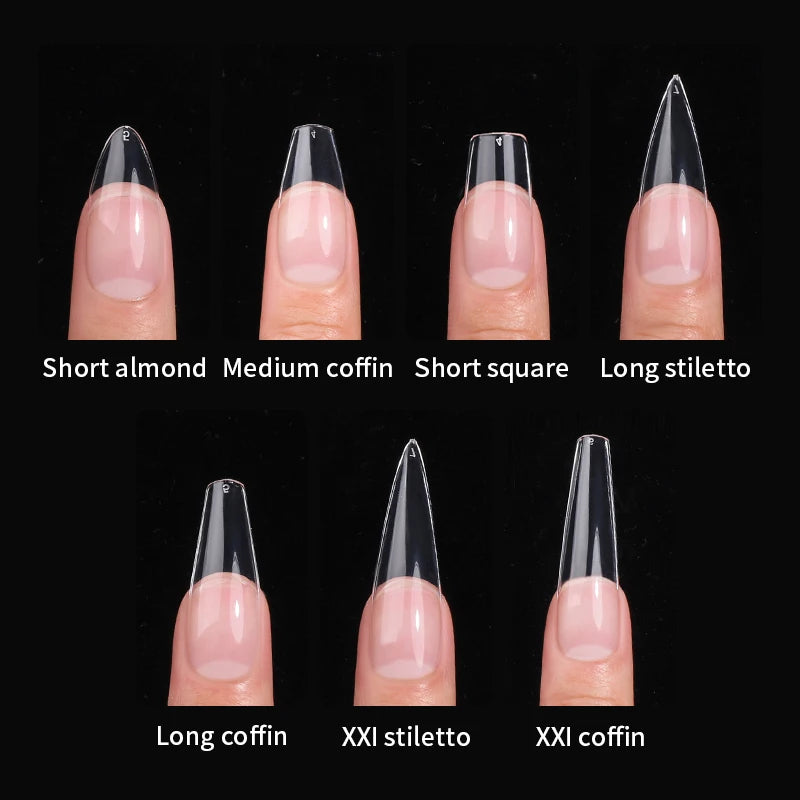 Fake Nail Press on Tips for Nails Extension Full False Acrylic Finger Short Artificial American Capsules Long Soft Gel Almond