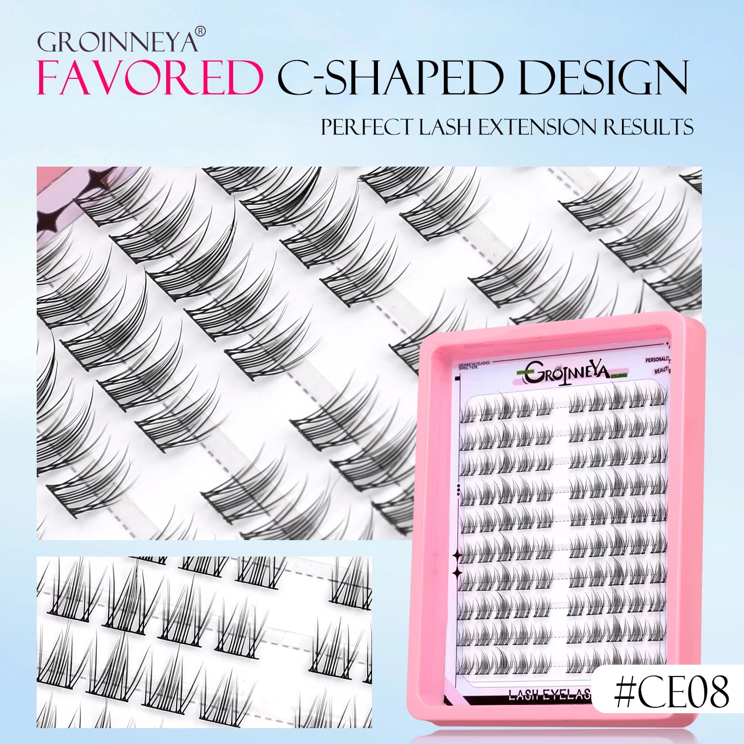 GROINNEYA Natural Cluster Lashes Manga Lashes Soft Cross Wispy Individual Cluster Eyelashes Extension Makeup