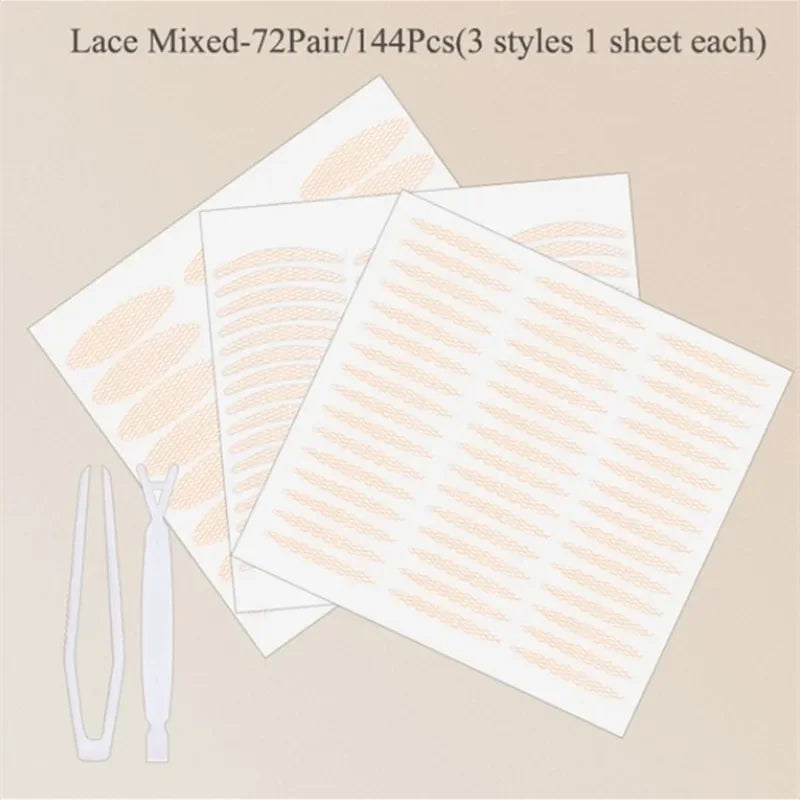 Natural Eye-Lift Mesh-Lace Transparent Invisible Self-adhesive Eyelid Tapes Stickers Women Invisible Double-fold Eyelid Stickers
