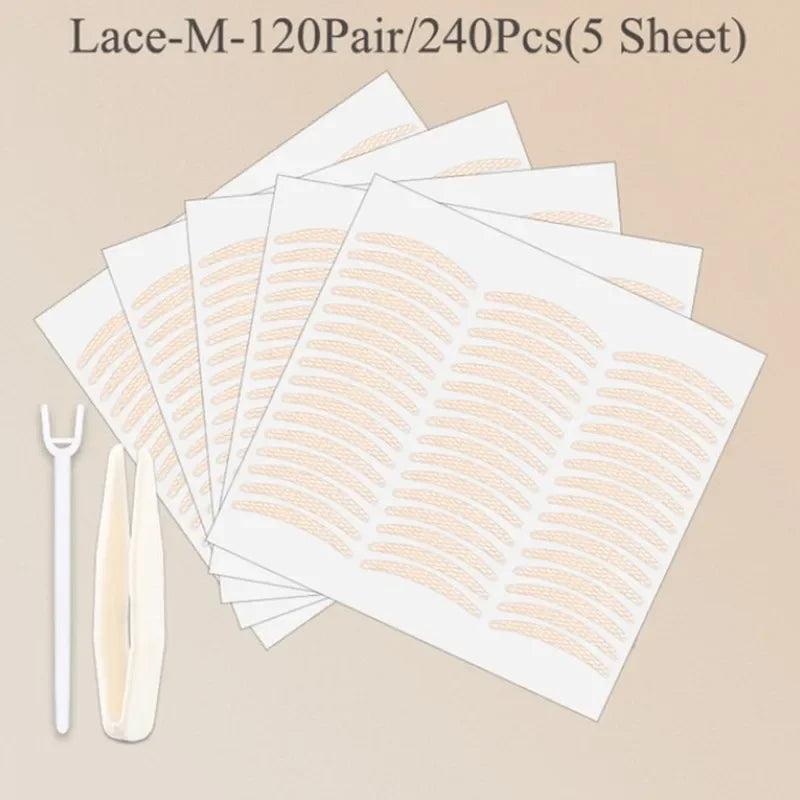 Natural Eye-Lift Mesh-Lace Transparent Invisible Self-adhesive Eyelid Tapes Stickers Women Invisible Double-fold Eyelid Stickers