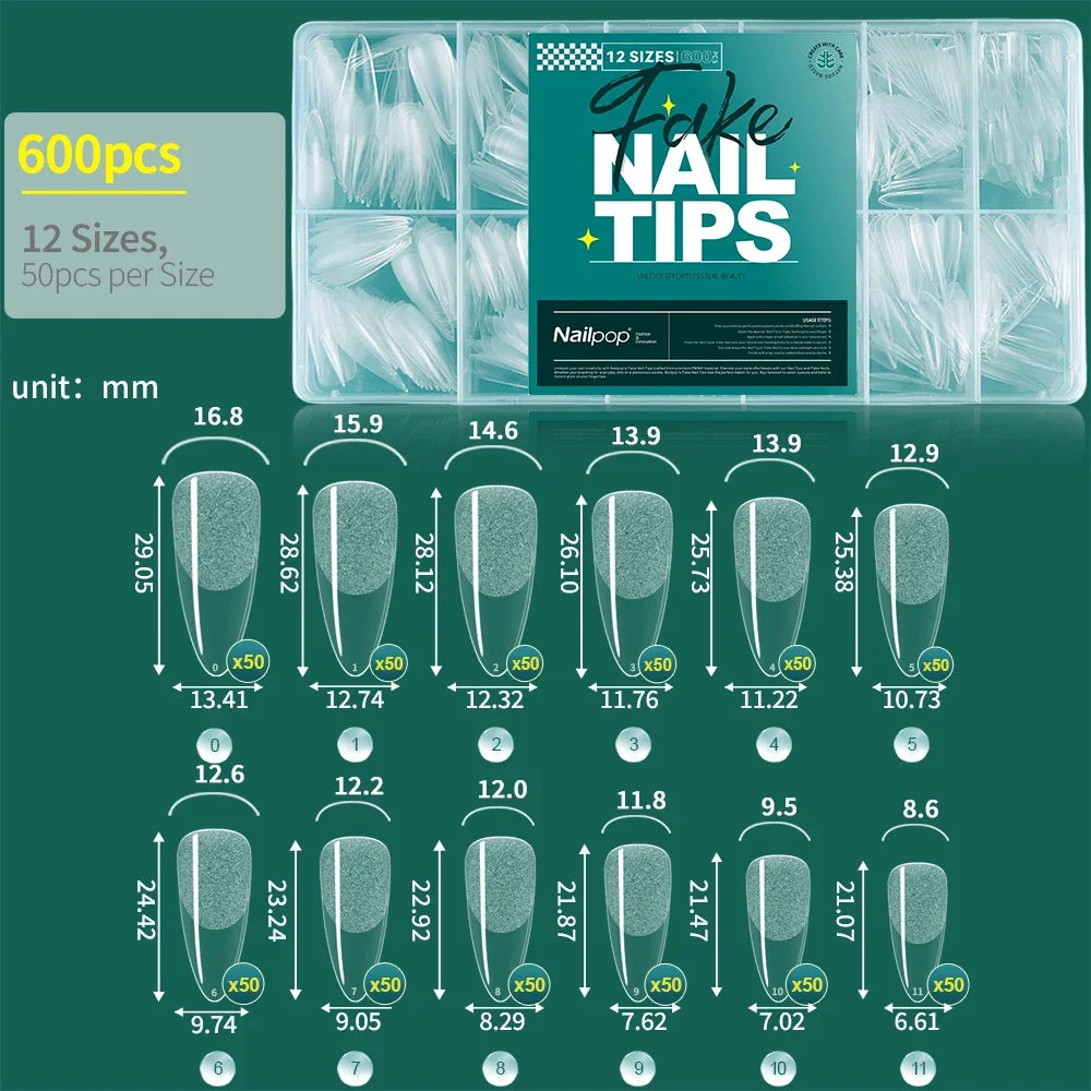 Nailpop Extra Short Nail Tips Half Cover Soft Gel Almond Shape False Nails 600pcs Gel x Tips for Nail Extension DIY Nail Art