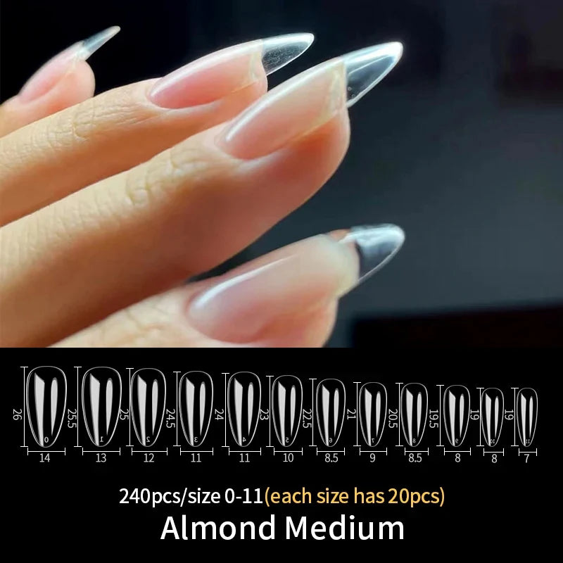 Fake Nail Press on Tips for Nails Extension Full False Acrylic Finger Short Artificial American Capsules Long Soft Gel Almond