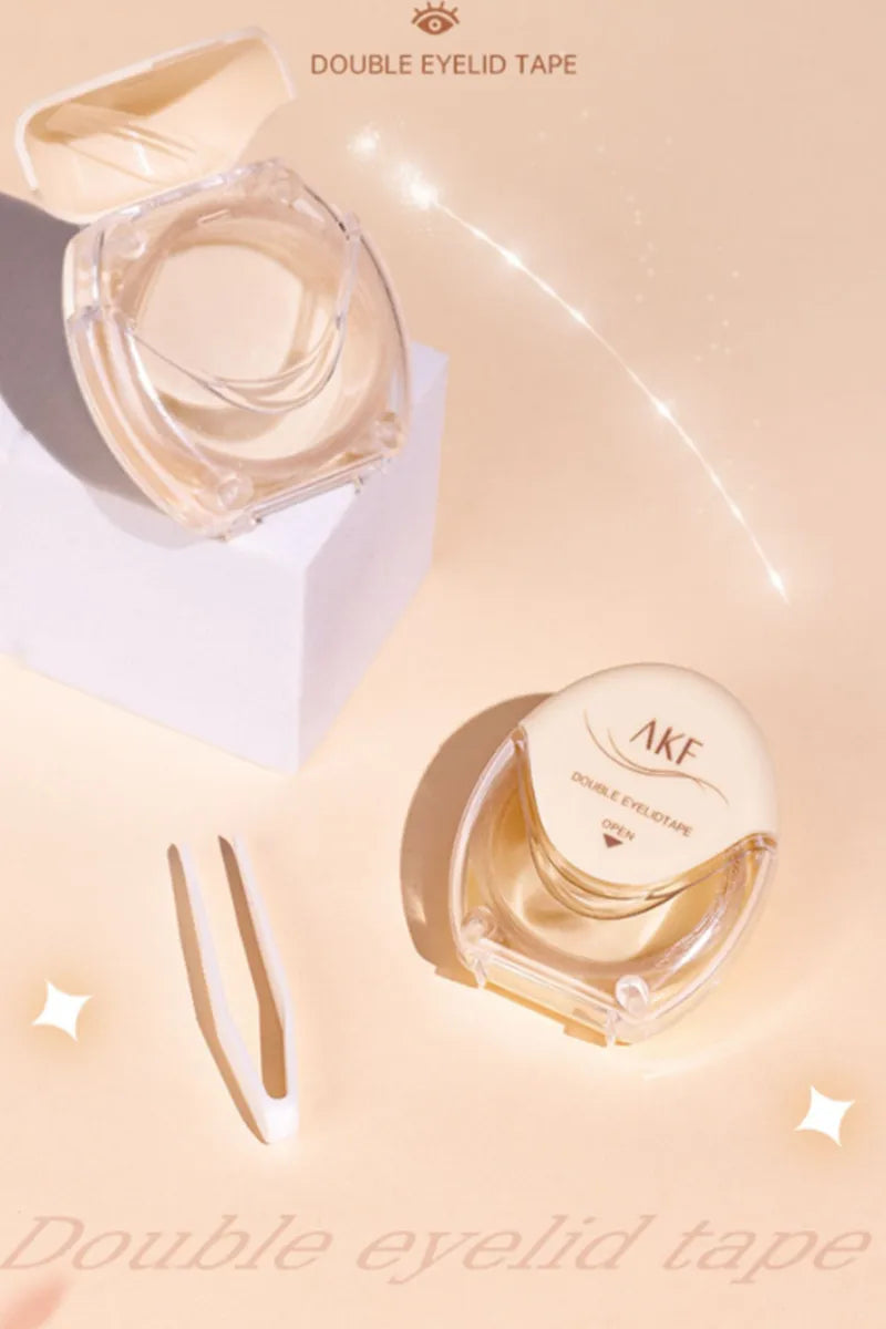 A K F Natural Invisible Double Eyelid Tape Stickers Fiber Instant Eyelid Lift Paste Long Lasting Bigger Eyes Beauty Tool