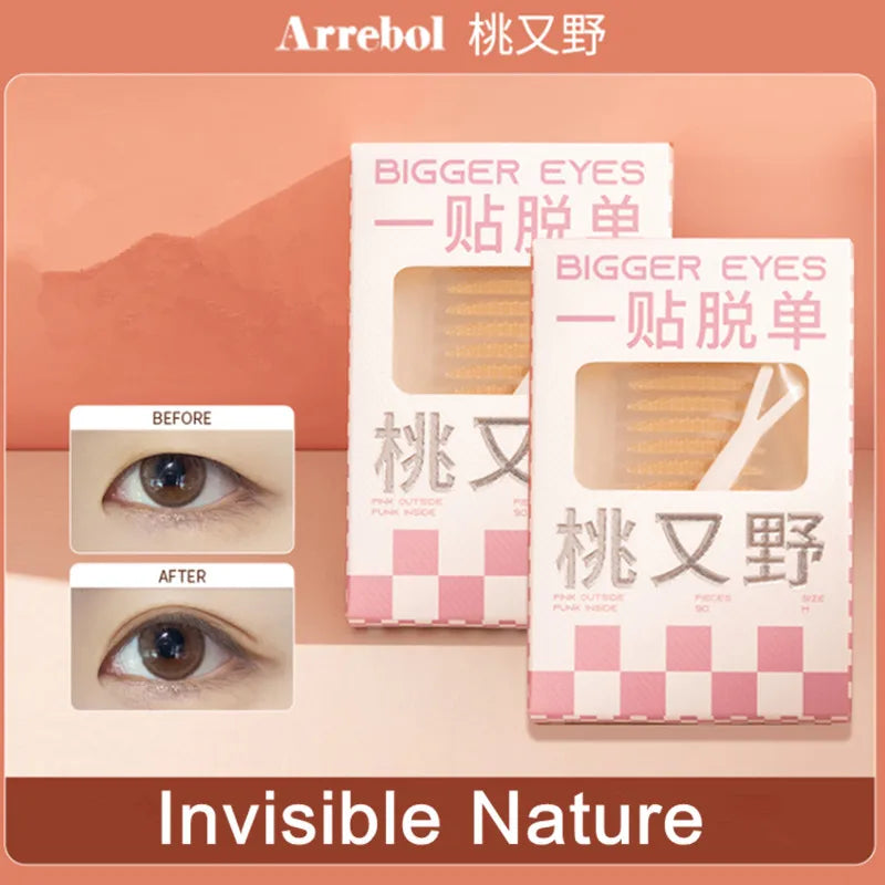 Arrebol Invisible Eyelid Tape Sticker Double Fold Eyelid Paste Beige Stripe Self-adhesive Natural Bigger Eyes