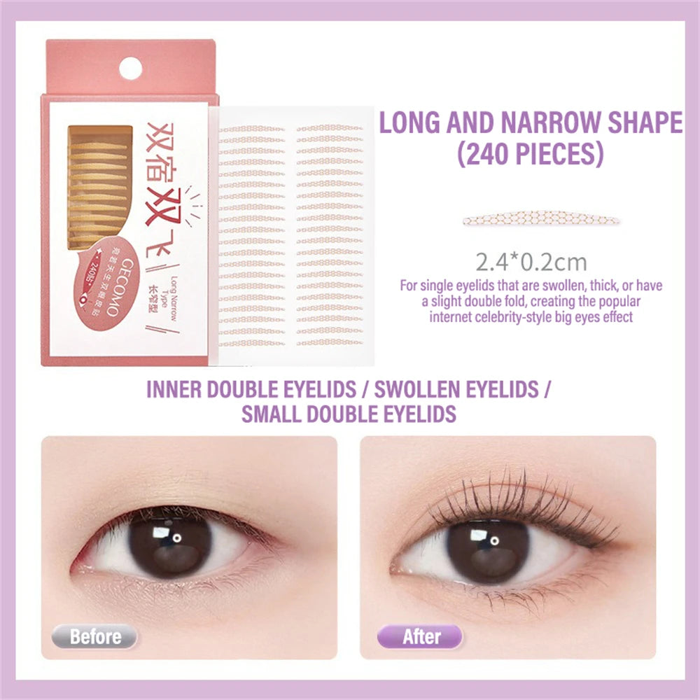 240 PCS Double Eyelid Stickers Natural Invisible And Long-lasting Shaping Big Eye Beauty Tapes For Single  Eyelid Person Tools