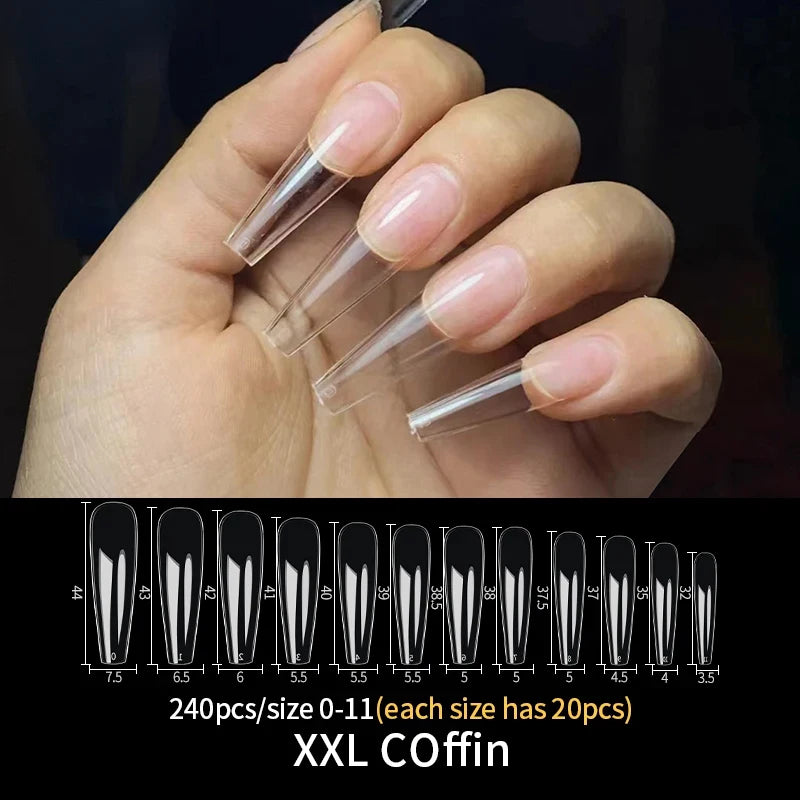 Fake Nail Press on Tips for Nails Extension Full False Acrylic Finger Short Artificial American Capsules Long Soft Gel Almond