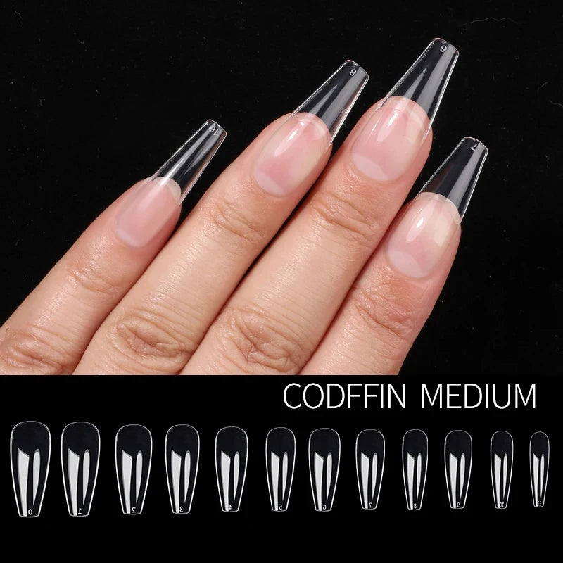 Fake Nail Press on Tips for Nails Extension Full False Acrylic Finger Short Artificial American Capsules Long Soft Gel Almond
