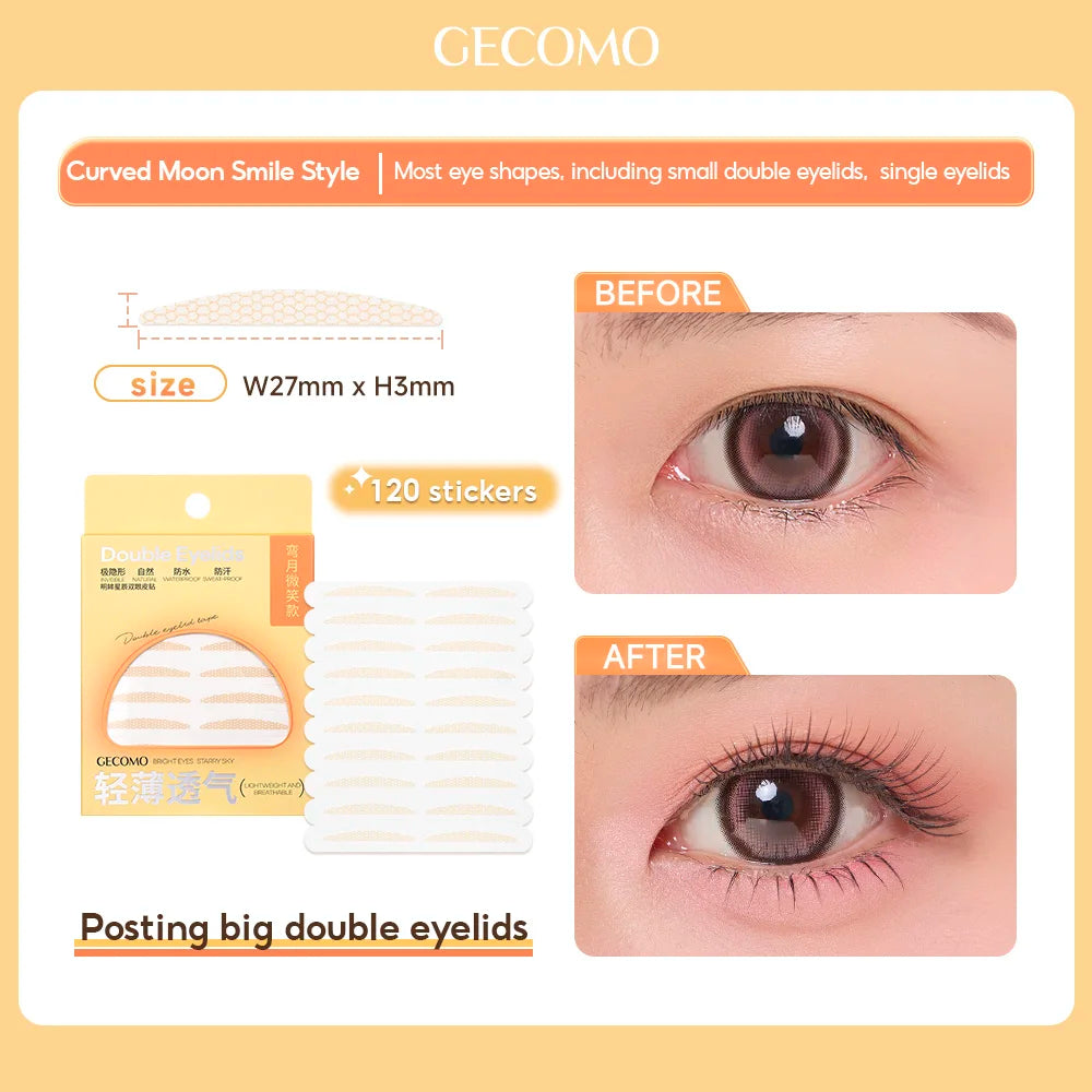 120 PCS Double Eyelid Stickers Natural Invisible Long-lasting Shaping Big Eye Beauty Tapes For Single Eyelid Person Eye Makeup