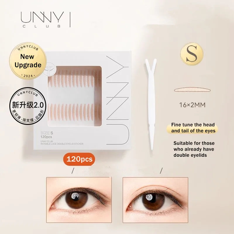U N N Y Eyelid Tape Sticker Invisible Double Fold Eyelid Paste Beige Stripe Self-adhesive Natural Eye Tape Makeup Tool