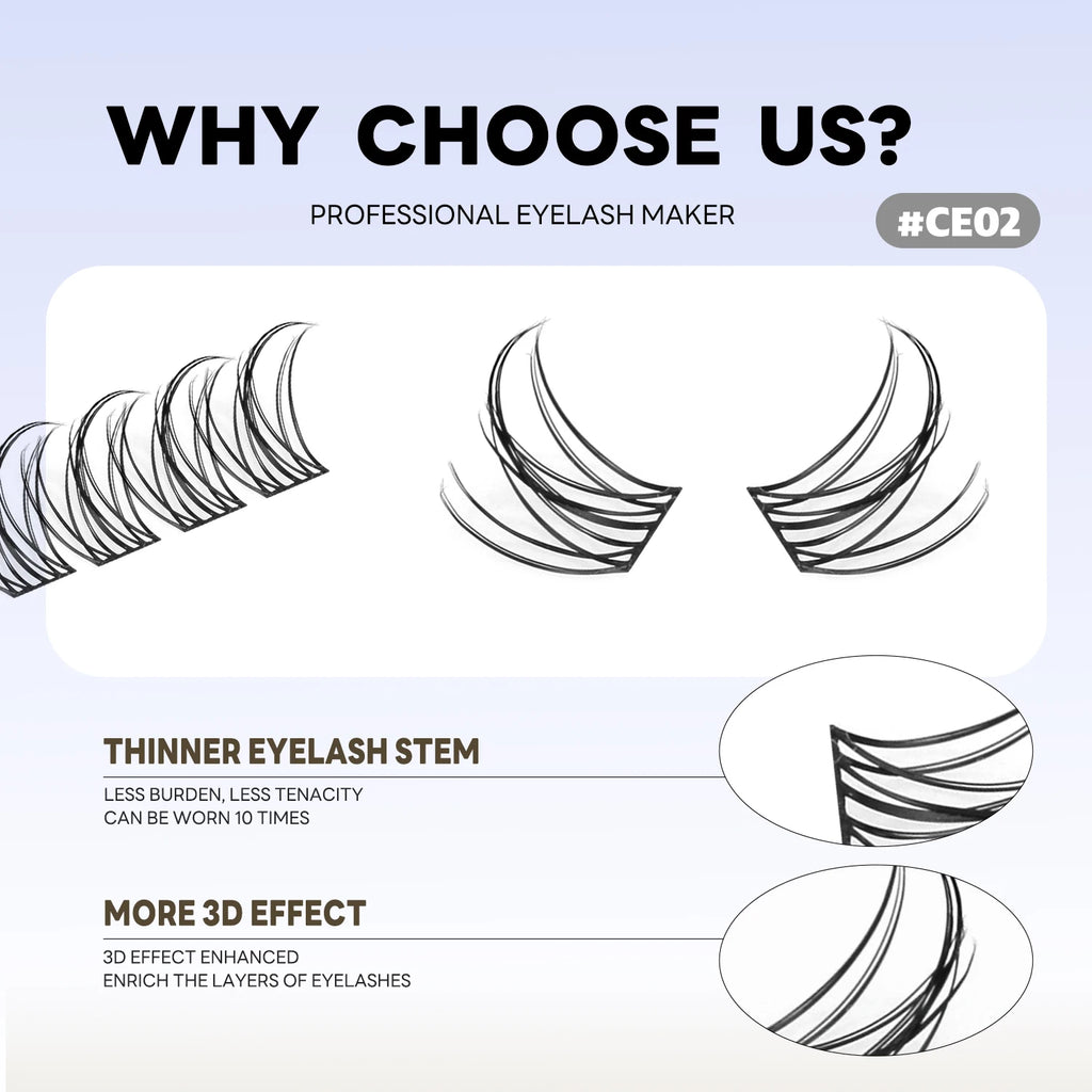 GROINNEYA Natural Cluster Lashes Manga Lashes Soft Cross Wispy Individual Cluster Eyelashes Extension Makeup