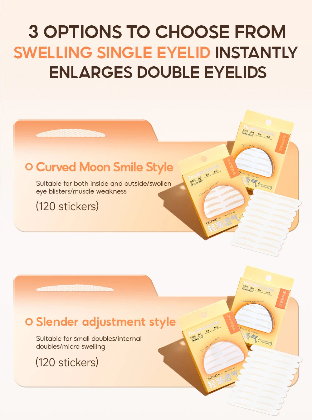 120 PCS Double Eyelid Stickers Natural Invisible Long-lasting Shaping Big Eye Beauty Tapes For Single Eyelid Person Eye Makeup