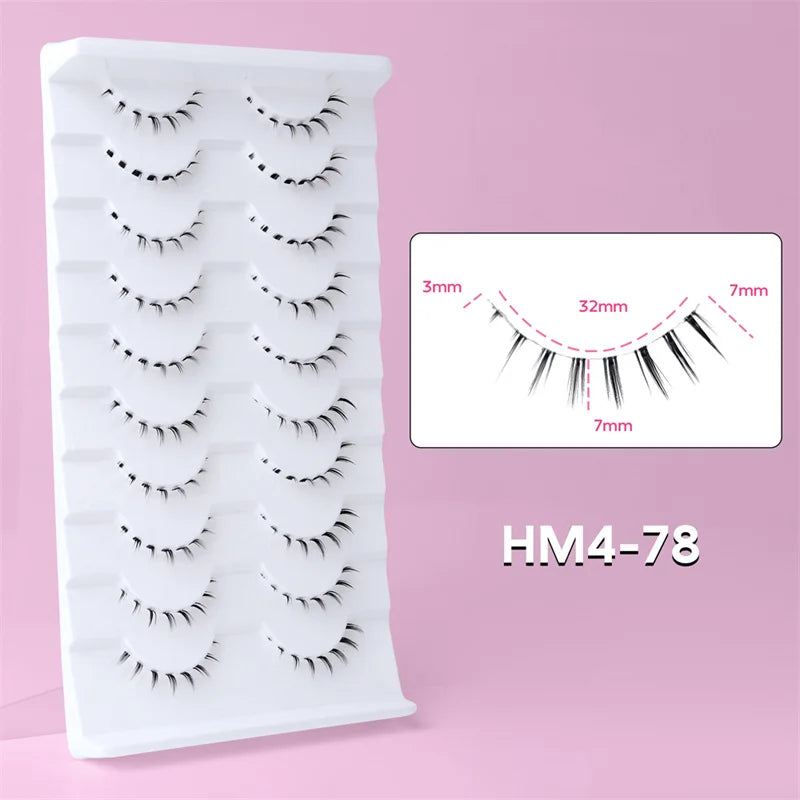 10Pairs Bottom Eyelashes Manga Lower Lashes Clear Band Wispy Small Flame Under Eye Lashes Korean Makeup Cosplay Tools