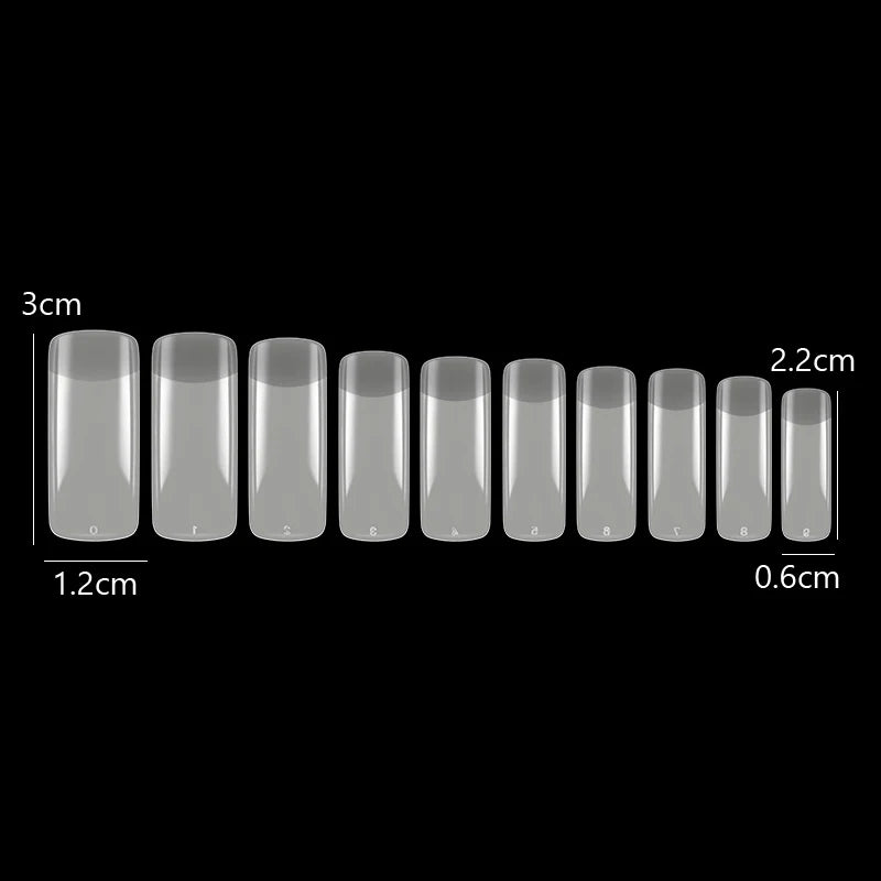 Set of 500 Natural Clear Full Cover False Nails and French Half Tips for Nail Art Manicure 10 Sizes