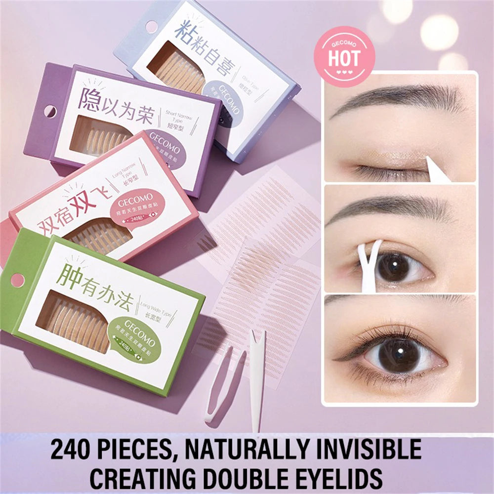 240 PCS Double Eyelid Stickers Natural Invisible And Long-lasting Shaping Big Eye Beauty Tapes For Single  Eyelid Person Tools