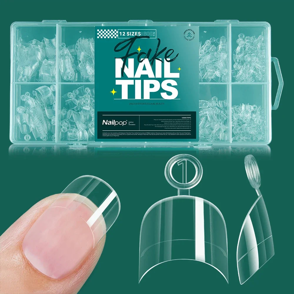 Nailpop Extra Short Nail Tips Half Cover Soft Gel Almond Shape False Nails 600pcs Gel x Tips for Nail Extension DIY Nail Art