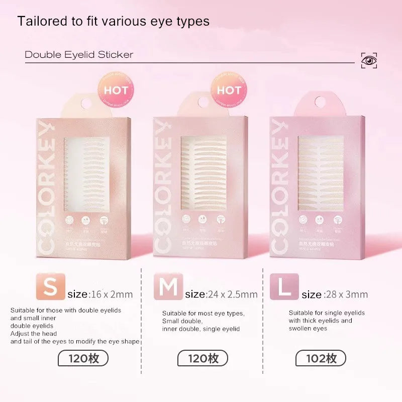 COLORKEY  Double Eyelid Tape Invisible Natural Fold Sticker Self-adhesive Paste Enlarge Eyes Tool For Monolids Puffy Eyes