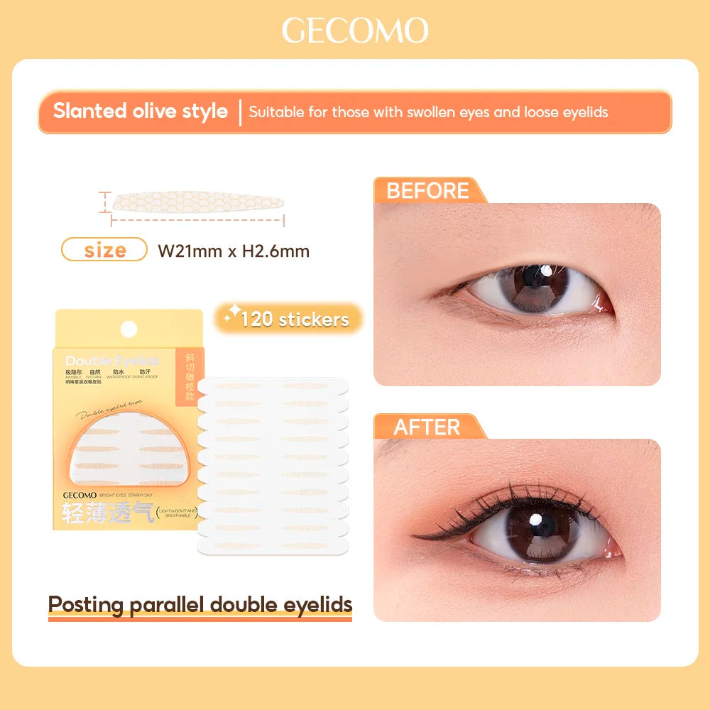 120 PCS Double Eyelid Stickers Natural Invisible Long-lasting Shaping Big Eye Beauty Tapes For Single Eyelid Person Eye Makeup
