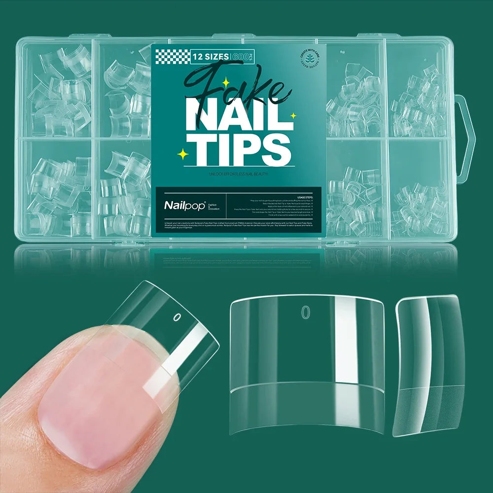 Nailpop Extra Short Nail Tips Half Cover Soft Gel Almond Shape False Nails 600pcs Gel x Tips for Nail Extension DIY Nail Art