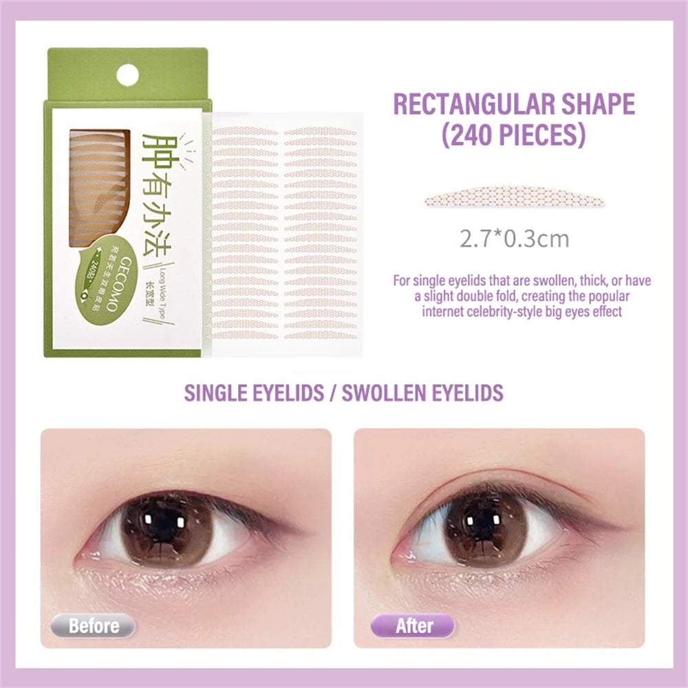 240 PCS Double Eyelid Stickers Natural Invisible And Long-lasting Shaping Big Eye Beauty Tapes For Single  Eyelid Person Tools
