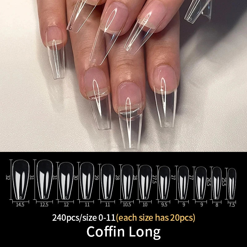 Fake Nail Press on Tips for Nails Extension Full False Acrylic Finger Short Artificial American Capsules Long Soft Gel Almond