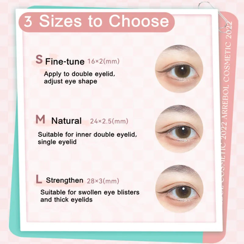 Arrebol Invisible Eyelid Tape Sticker Double Fold Eyelid Paste Beige Stripe Self-adhesive Natural Bigger Eyes